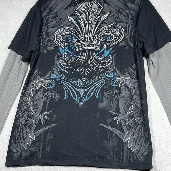 MMA Elite Boxing Black Long-Sleeve Thermal T-Shirt Affliction UFC Tapout LARGE - Picture 10 of 12